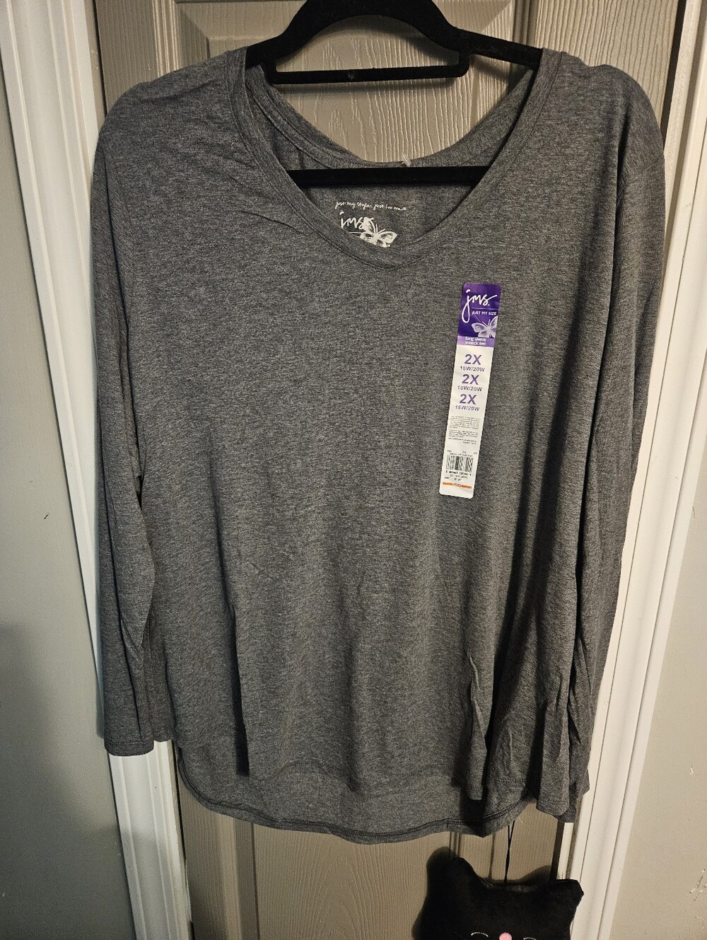 BRAND NEW ** Just My Size Gray V-Neck Long Sleeve Top - 2X
